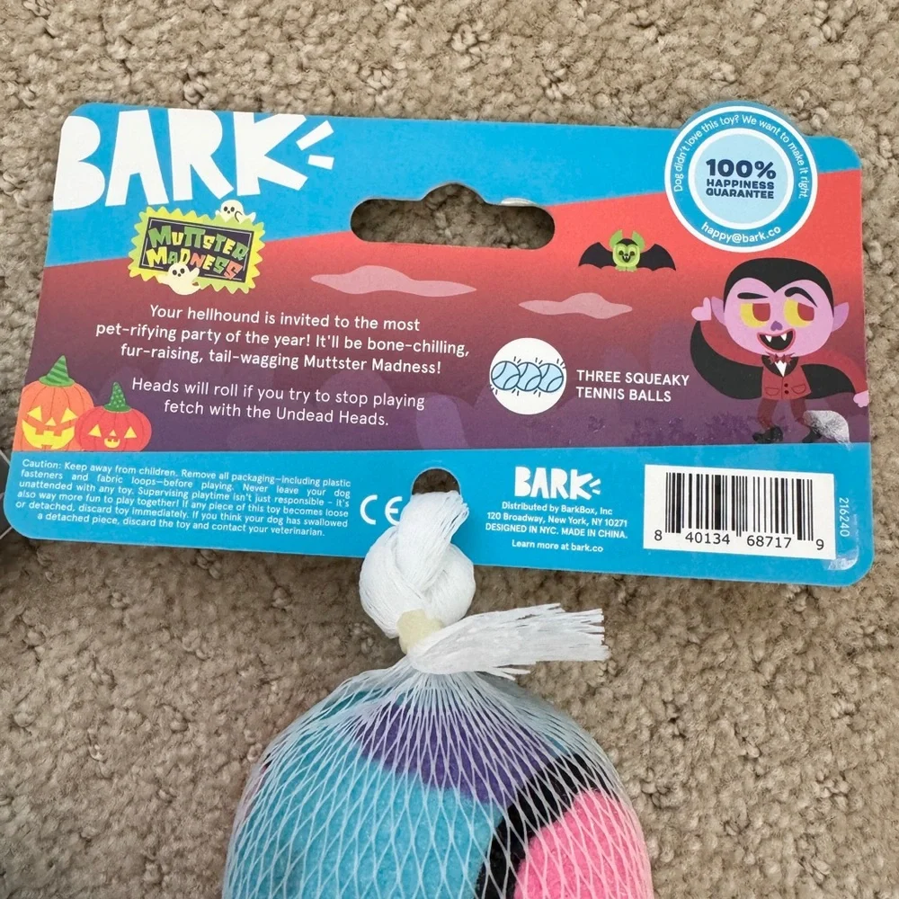 BARK 3-Pack Squeaky Multi Colored Tennis Balls For Dogs (2 Sets) NEW